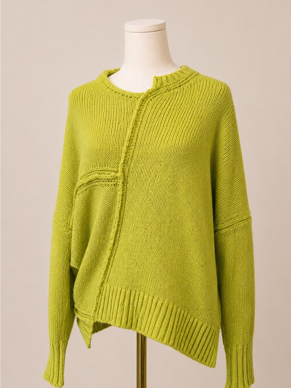All Saints “The Lock” Asymmetrical Vibrant Green Knit Top - Size Medium
